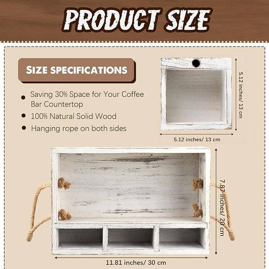 Suzile Cutlery Kitchen Utensil Holder Kit, 1 Kitchen Countertop Plate Holder and 1 Large Cup Organizer, Wooden Utensil Caddy Organizer for Plate Cup Fork Knives Spoon Straws Napkins Marker Condiment