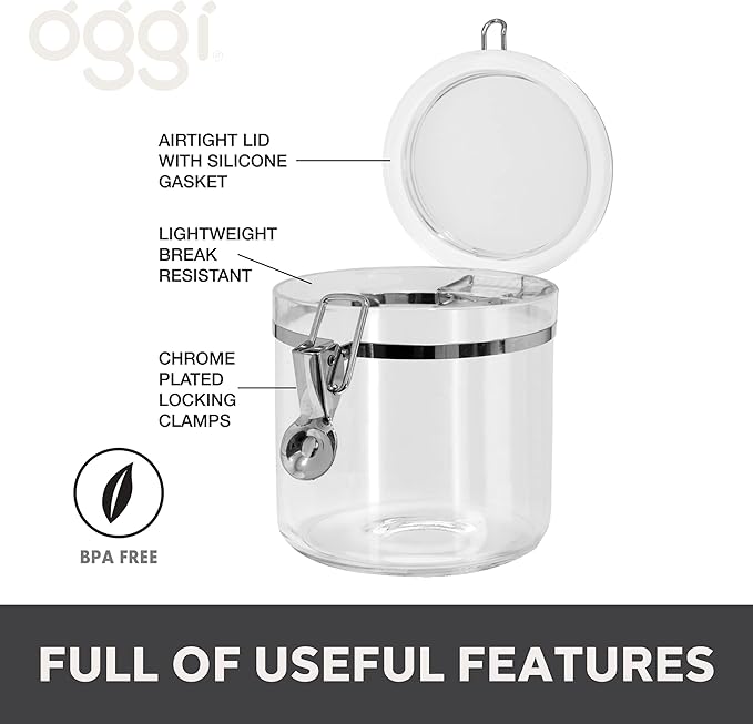 Oggi Corporation 26 Oz. Acrylic Airtight Canister w/ Clamp