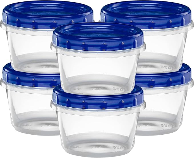 Twist Top Deli Containers Food Storage Containers Blue Screw on Lid Reusable Stackable Leakproof Airtight, pack of 20-16 oz containers