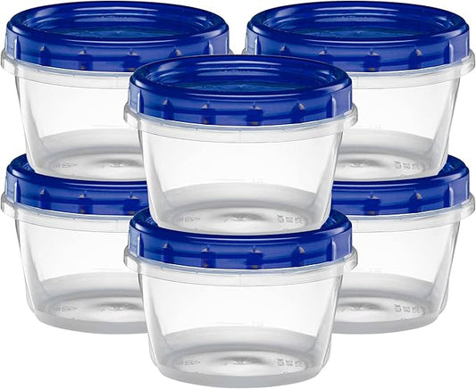 Twist Top Deli Containers Food Storage Containers Blue Screw on Lid Reusable Stackable Leakproof Airtight, pack of 20-16 oz containers