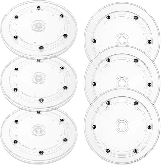 6 PCS Small Lazy Susan 6 Inch Lazy Susan Turntable Turntable Organizer Clear Acrylic Lazy Susan Acrylic Ball Bearing Rotating Tray Mini Lazy Susan for Spice Rack Table Kitchen Pantry Decorating