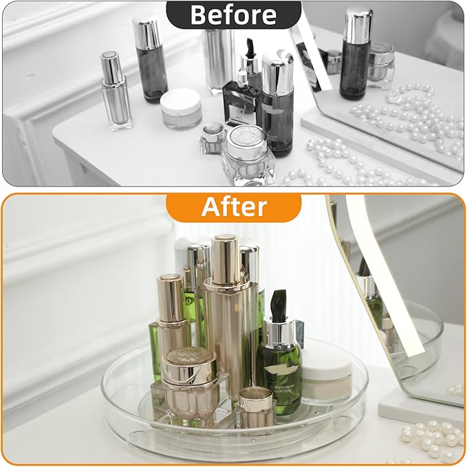 Clear Lazy Susan Organizer, 11 Inch Lazy Susan Turntable for Cabinet, Refrigerator, Pantry Organization and Storage for Spice Rack, Bathroom, Kitchen, Vanity, Makeup Organizer, Fridge(1 Tier)