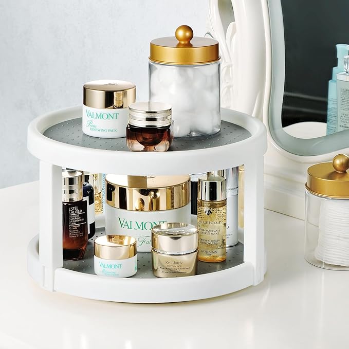Amolliar 2 Tire 10" 1 Pack Lazy Susan Turntable Organizer, Non-Skid Rotating Spice Rack for Cabinet, Kitchen,Fridge,Countertop, Bathroom, Makeup Vanity, Pantry Organizer Storage, Under Sink Organizing