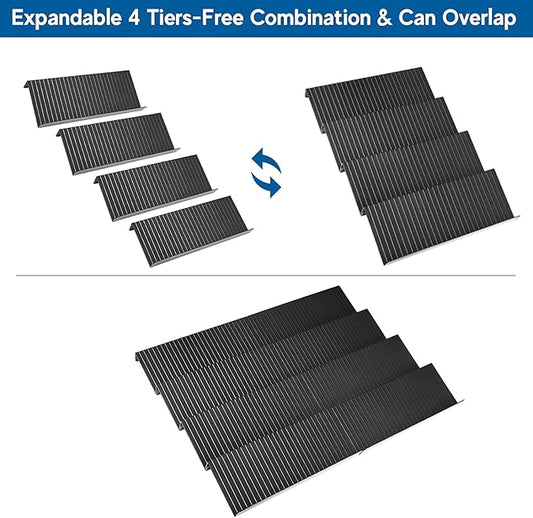 Spice Drawer Organizer,Spice Rack Drawer for Kitchen, 4 Tier Acrylic Drawer Spice Organizer for Jars and Packets,Expandable From 11" to 22" 8 Pack (black)
