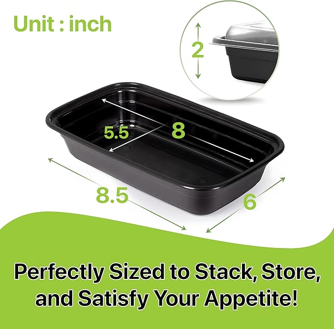 Meal Prep Containers [10 Set] 28 oz with Lids, 1 compartment, Stackable, Reusable, Leakproof, Food Safe, Microwave, Freezer & Dishwasher Safe for Food Prep Storage Bento Box (10 Set, 28 oz)