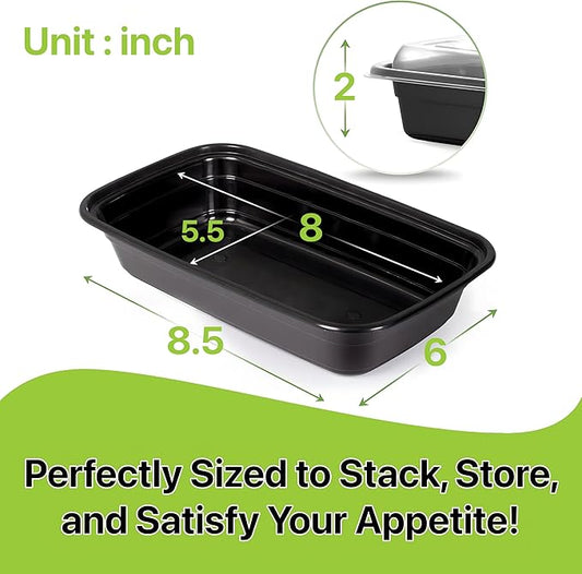 Meal Prep Containers [10 Set] 28 oz with Lids, 1 compartment, Stackable, Reusable, Leakproof, Food Safe, Microwave, Freezer & Dishwasher Safe for Food Prep Storage Bento Box (10 Set, 28 oz)