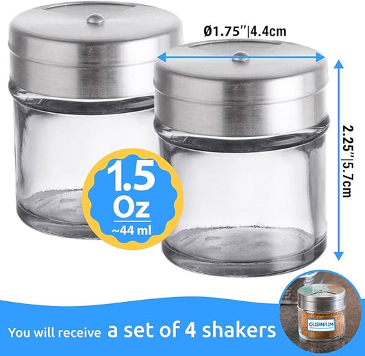 4-Pack 1.5oz Glass Spice Seasonings Shaker With Adjustable Lid