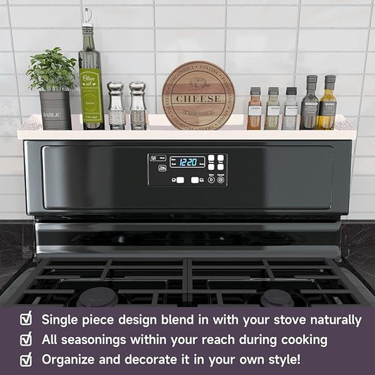 Magnetic Stove Top Shelf, 30" Length, Spice Rack Over the Stove, Oven Shelf for Top of Stove, Kitchen Organizers and Storage (White)