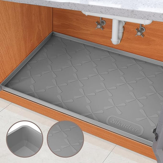 SIKADEER 40" x 19" Under Sink Mat Waterproof, Silicone Mat Kitchen Drawer Shelf and Cabinet Liner, Sink Protector for Kitchen Organizers and Storage, Boot Tray Pet Food Mats