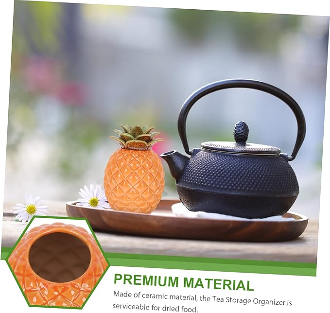 Ceramic Pineapple Tea Jar Lid Airtight Tea Storage Container for Loose Tea Snacks