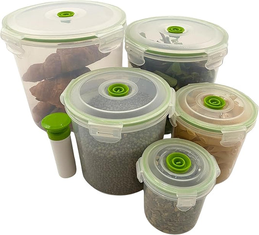 11 piece Vacuum Seal Food Storage Containers with Vacuum Pump, Airtight and Leak Proof, Vacuum Sealed Food Storage Containers, Meal Prep Containers, Keep Food Fresh up to 5 X Longer