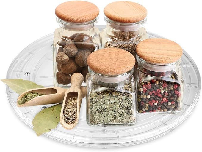 Heavy Duty Lazy Susan Turntable Organizer Acrylic 8 Inch Organizers for Kitchen Corner Cabinets Spice Rack Cake Decorating TV Laptop Computer Monitor
