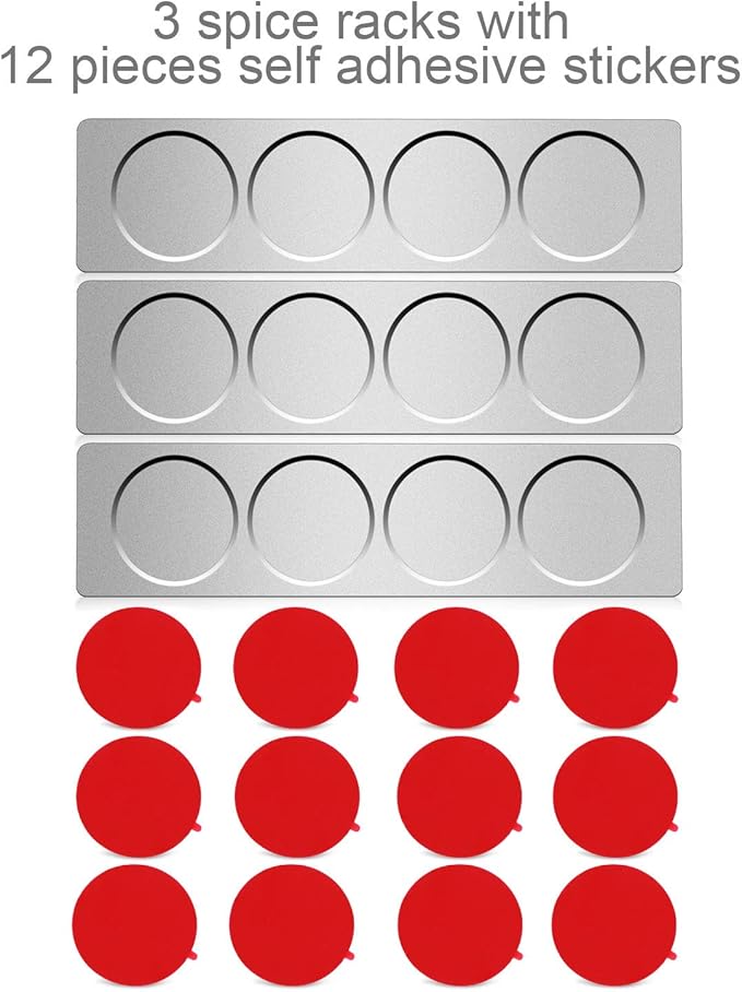 Chengu 3 Pieces Stainless Steel Wall Plate Base Wall Mounted Base for Home Magnetic Spice Jars Supplies Kitchen