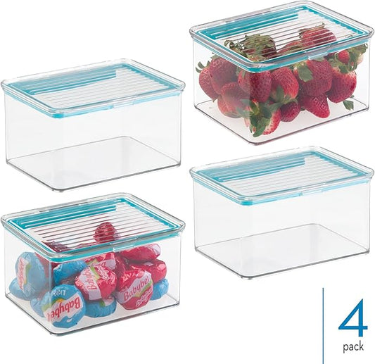 iDesign Small Food Storage Box with Airtight Seal for Kitchen or Pantry Storage - Set of 4 - Clear
