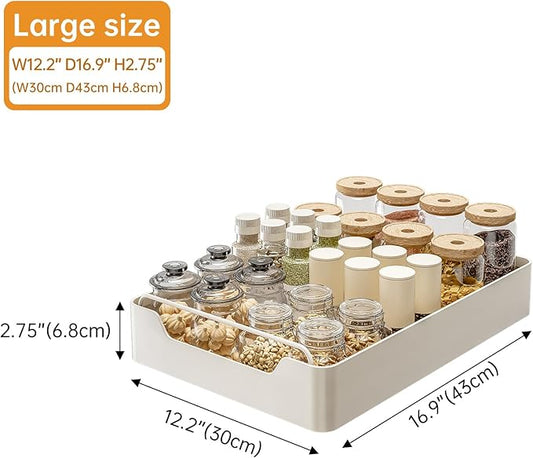 Pull Out Cabinet Organizer Fixed with Adhesive Nano Film, Heavy Duty Slide Out Pantry Shelves, Holds Cutlery, Spice Bottles, Sliding Drawer Storage Rack for Kitchen, Home (12.2'' Width)…