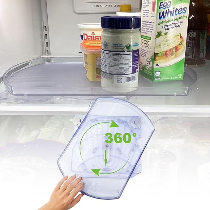 360° Rotation Lazy Susan Turntable for Refrigerator, 16.5" x 11" Square Lazy Susan Organizer for Fridge, Cabinet, Pantry, Bathroom Countertop Organizer Kitchen Storage Spice Rack