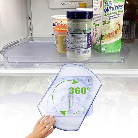 360° Rotation Lazy Susan Turntable for Refrigerator, 16.5" x 11" Square Lazy Susan Organizer for Fridge, Cabinet, Pantry, Bathroom Countertop Organizer Kitchen Storage Spice Rack