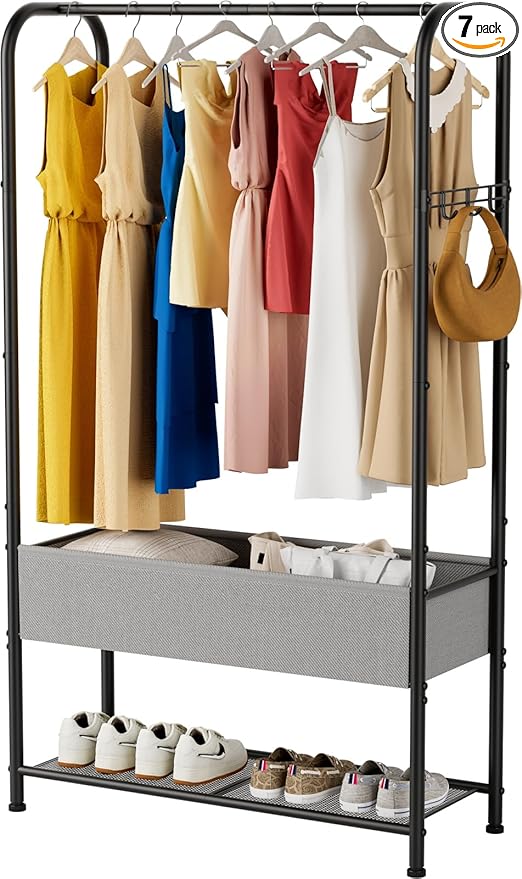 SINGAYE Clothes Garment Coat Rack Drying Clothing Racks Metal Freestanding for Hanging Clothes Portable Closet for Laundry Bedroom Black