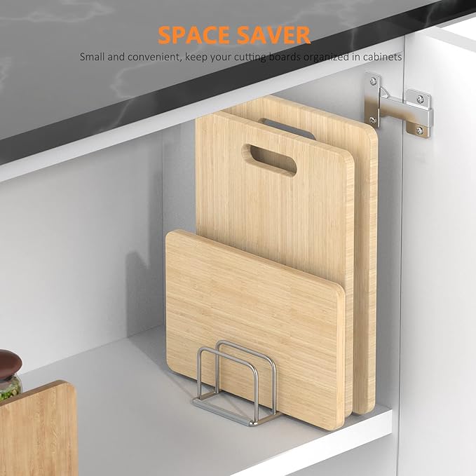 Cutting Board Organizer Stand Holder,304 Stainless Steel Chopping Board Holder,Pot Pan Lid Holder Rack kitchen Shelf Bakeware,Cookie Sheets Organizer (1.0 Inch Width Slots)