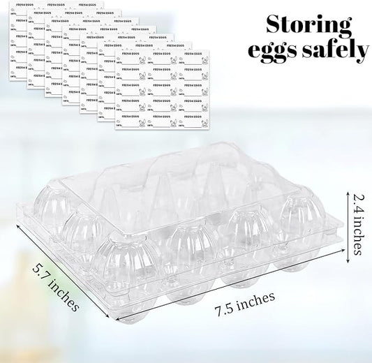 LOVEINUSA Clear Egg Cartons Bulk, 1 Dozen 12 Count Empty Egg Carton Storage Containers for Home Ranch Chicken Farm Market Display, 60 PCS