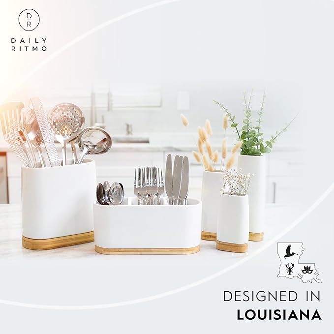 DAILY RITMO® White Countertop Silverware Holder
