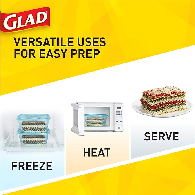 Gladware Freezerware Food Storage Containers, Large | Rectangle Food Storage Containers for Everyday Use | Food Containers Safe for Freezer, Hold up to 64 Ounces of Food, 2 Count Set,Blue