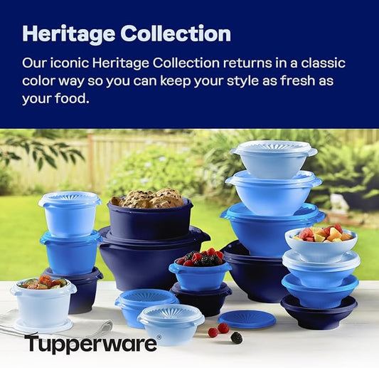 Tupperware Heritage Collection, New 36 Piece Food Storage Container Set in Vintage Blue, Dishwasher Safe and BPA Free (18 containers, 18 lids)