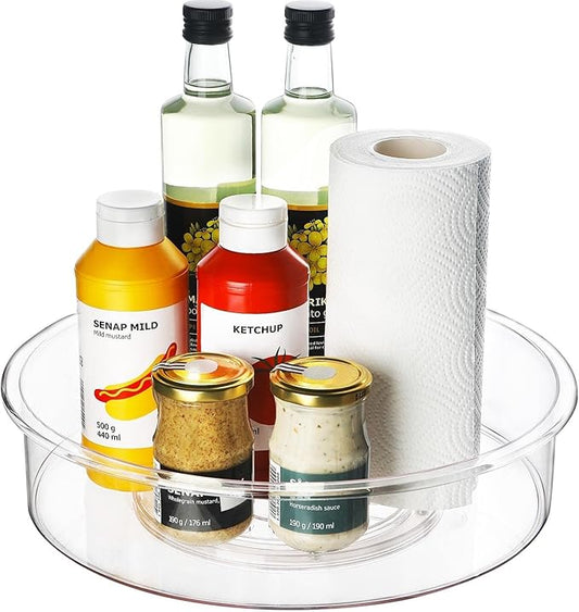 Vacane Clear Plastic Turntable Organizer - 10' Lazy Susan for Cabinet, Pantry & Countertop