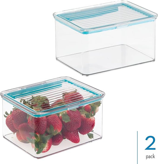 iDesign Small Food Storage Box with Airtight Seal for Kitchen or Pantry Storage - Set of 2 - Clear