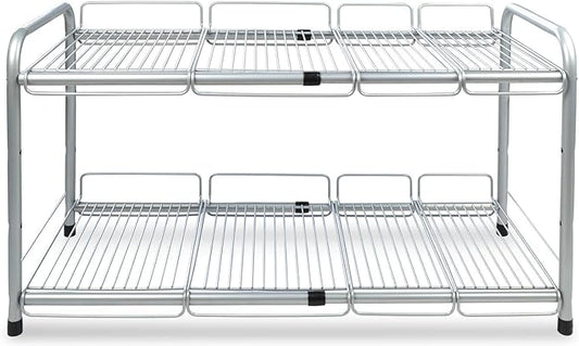Surpahs 2 Tier Under Sink Expandable Shelf Organizer, Storage Rack (Silver)