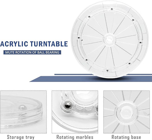 8 Inch Acrylic Turntable Organizer, Clear 360 Degree Rotation Round Turntable for Kitchen Pantry Table Countertop Cabinet Decorating