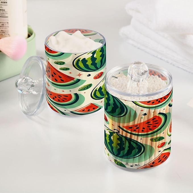 Cartoon Watermelon 2PC Airtight Transparent Plastic Storage Jar Glass Food Storage Container Glass, Can Store Candy, Salt, Coffee Beans, With lid, Easy To Use
