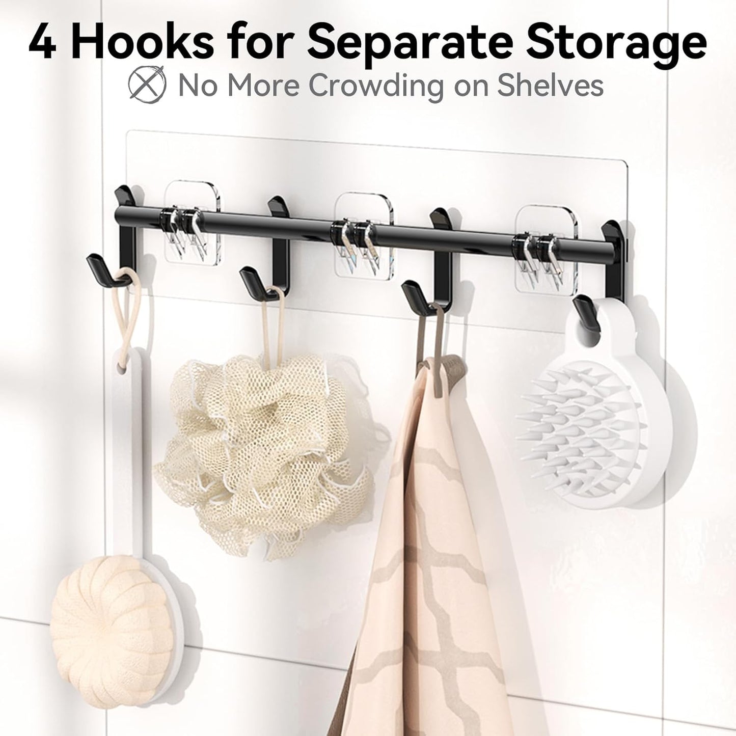 YASONIC Shower Caddy, 100% Rustproof Shower Shelves for Inside Shower, No Drilling Bathroom Organizers and Storage, 6 Pack Large Capacity Bathroom Caddy for Kitchen & Home Decor