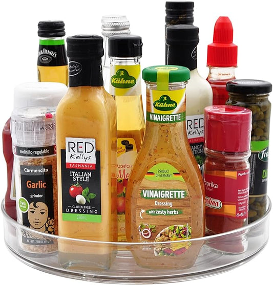 Amolliar Lazy Susan Turntable Organizer, 9"+11" 4 Pack, Rotating Tray for Kitchen, Fridge, Pantry Organizer Storage, Cabinet, Closet, Bathroom Vanity Makeup, Condiment Spice Rack, Under Sink Organizer