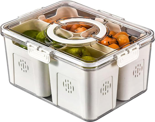 Refrigerator Organizer With Lids (4 Compartments), Fridge Storage Containers, Clear Organizers, Stackable With Lid