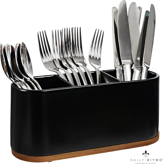 DAILY RITMO® Black Countertop Silverware Holder