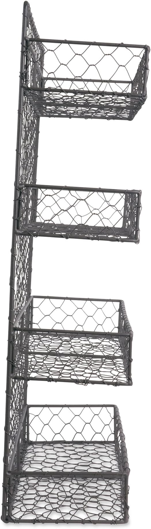 DII Farmhouse Vintage Decorative Metal Pantry Spice Rack Organizer, 17Lx4.75Wx20H, 4 Tier Double Shelf Depth Spice Rack - Rustic