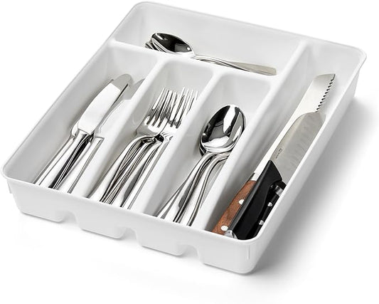 madesmart Small 5 Compartment Silverware Tray OPP-White Organizer