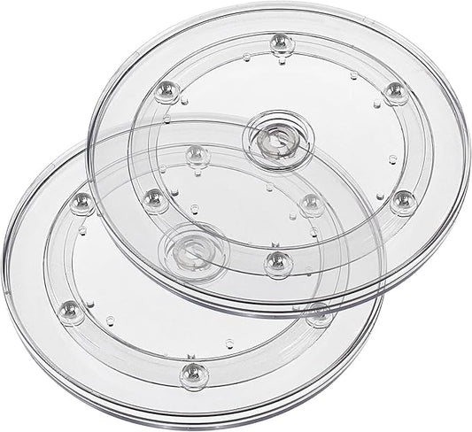 Jersvims 2Pcs 6 Inch Acrylic Turntable Platter, Transparent Turntable Organizer Round Rotating Plate for Kitchen Pantry Cabinet Desk Rack Spice Cake Cookie Decorating