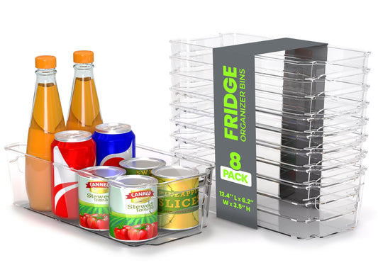 Utopia Home - Fridge Organizer Bins - Refrigerator Organizing Bins - Pantry Organizers & Storage - Stackable for Home & Kitchen Pantry Organization - Clear Plastic Containers (8 Pack)