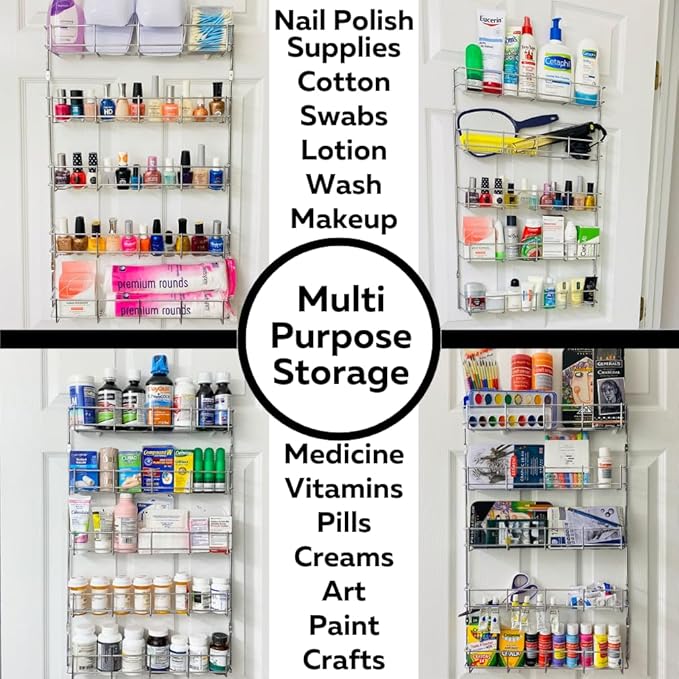 Evelots 5-Tier 40-Jar Hanging /Wall-Door Mount/Pantry Door Spice Rack/Large Spice Rack Organizer for Cabinet Door