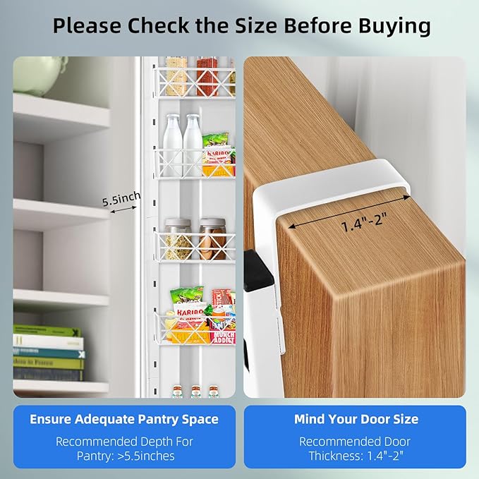 Over The Door Pantry Organizer，10-Tier Over The Door Organizer with Adjustable Basket，Metal Hanging Pantry Organizers and Storage for Kitchen, Back of Door Seasoning Rack (White)
