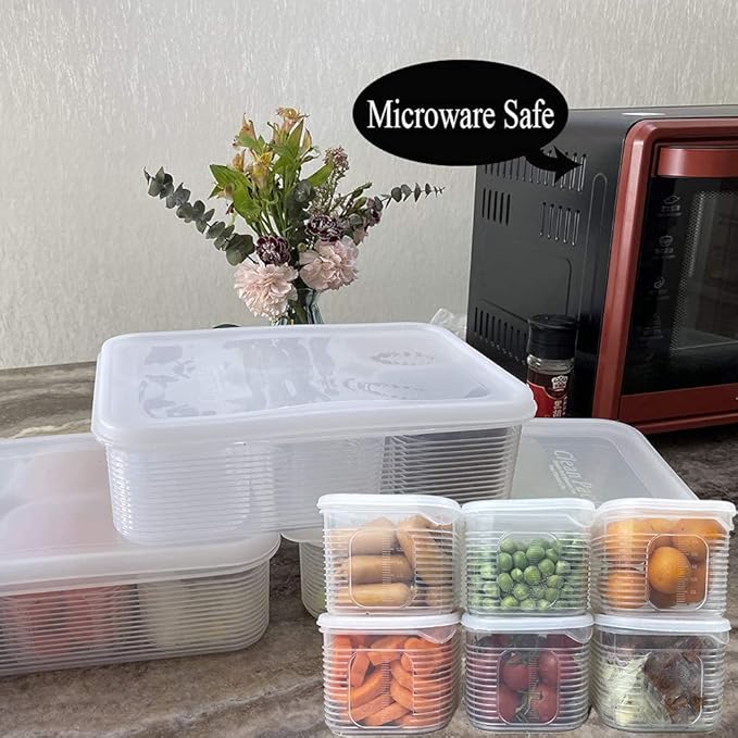 Food Storage Containers with Lids Airtight 6PCS Removable Individual BPAFree Plastic Food Containers for Pantry Organization and Storage, Stackable Meal Prep Containers Reusable