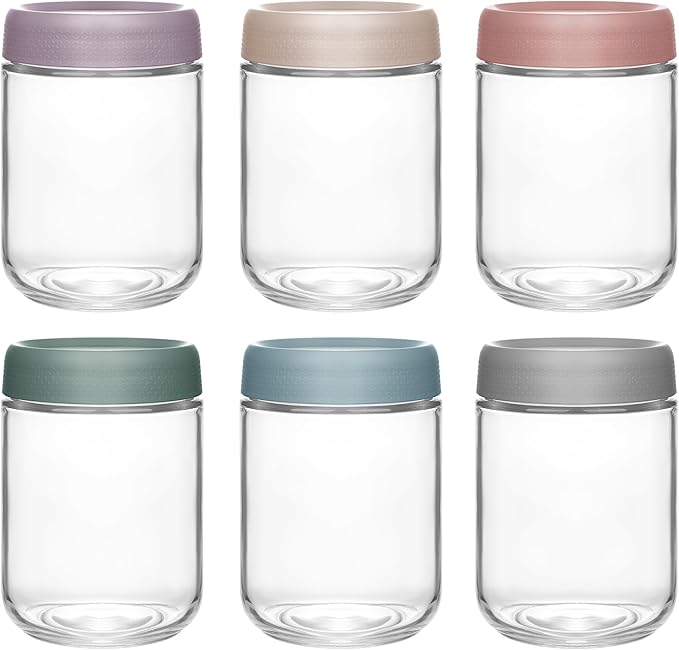 Overnight Oats Containers with Lids 6 Pack-16 Oz Mason Jar with Lids-Overnight Oats Jars Glass Food Storage Containers for Chia Seed Pudding Salad Cereal Coffee Spices