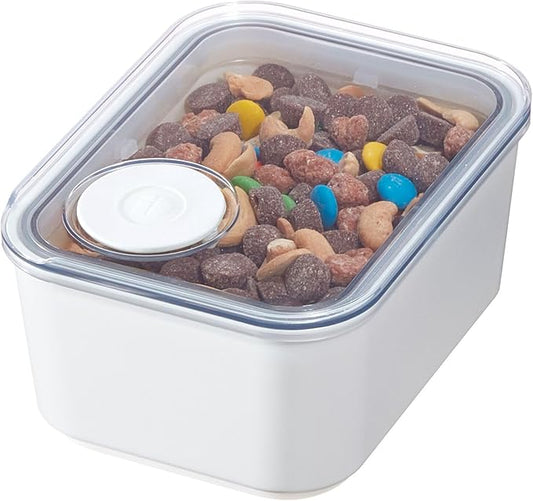 InterDesign iDesign Recycled Plastic Small Dry Goods Kitchen Canister with Airtight Lid – 6.34" L x 4.79” W x 2.97” H, White