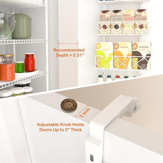 Random Color-Over the Door Pantry Organizer 6-Tier Adjustable Baskets Hanging Spice Door Rack Narrow - 13.1" W x 52.3" H Behind the Door Storage for Kitchen, Bathroom, and Closet Organization