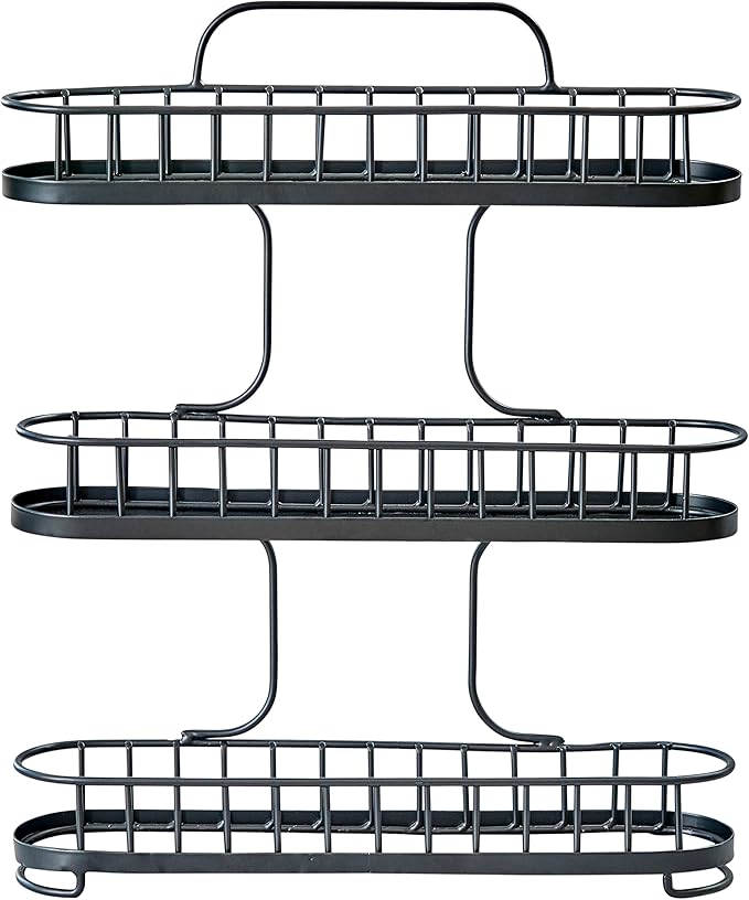 Spectrum Yumi 3-Tier Spice Rack (Black) | Dining Table & Kitchen Counter Organizer, Modern Spice Rack Stand | Yumi Collection