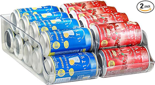 2 Pack Soda Can Organizer, Refrigerator Beverage Organizer with Sliding Tray, Suitable for Refrigerator/Cabinet/Countertop Soda Can Organizer. (2 PACK)