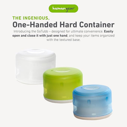 humangear GoTubb | Hard Container | Easy Open | Food-Safe Material, Clear/Green/Blue, Small