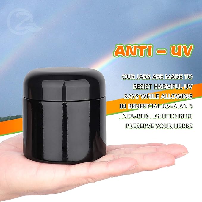 OZCHIN Glass Stash Jar Airtight Smell Proof Container, Glass UV Protection Storage Multipurpose Container for Coffee & Teas, Herb Spices Container Screw-Top Lid Lock Odor(100ml)